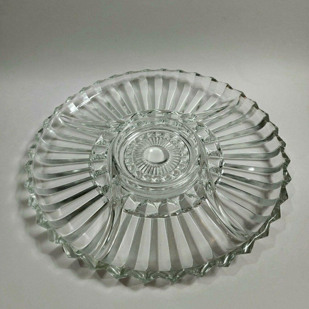 Vintage Indiana Glass 5 Section Serving Tray Plate‎